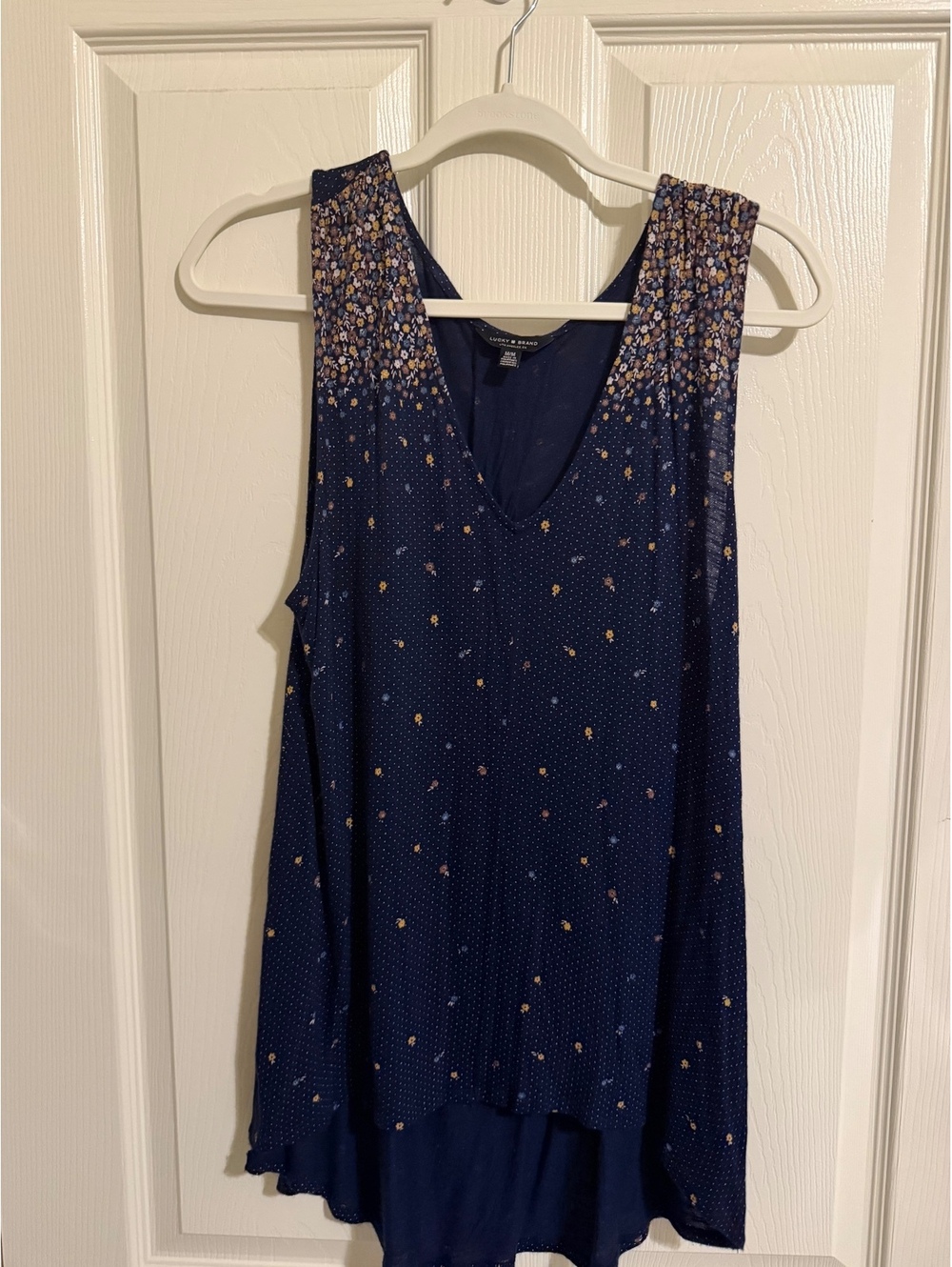 Lucky Brand navy sleeveless print tank top size M M